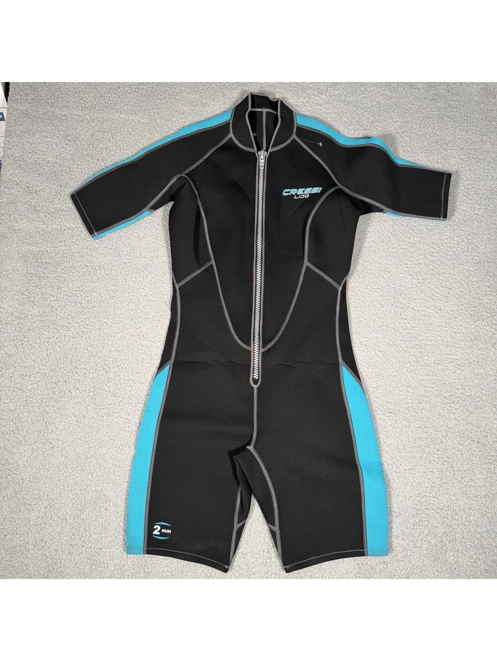 Women's CRESSI 2mm Lido Shorty Wetsuit Size XL 5 Black Teal Zip Scuba Neoprene